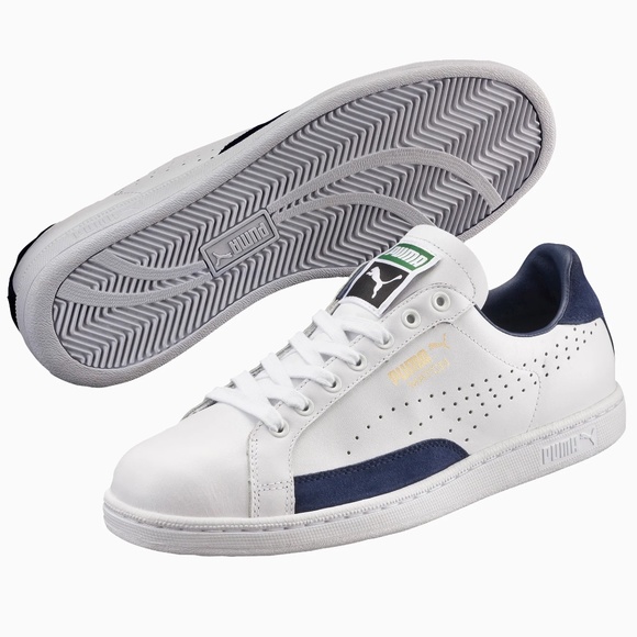 Puma Match 74 white navy blue leather Iconic tennis sneaker shoes - Picture 11 of 11